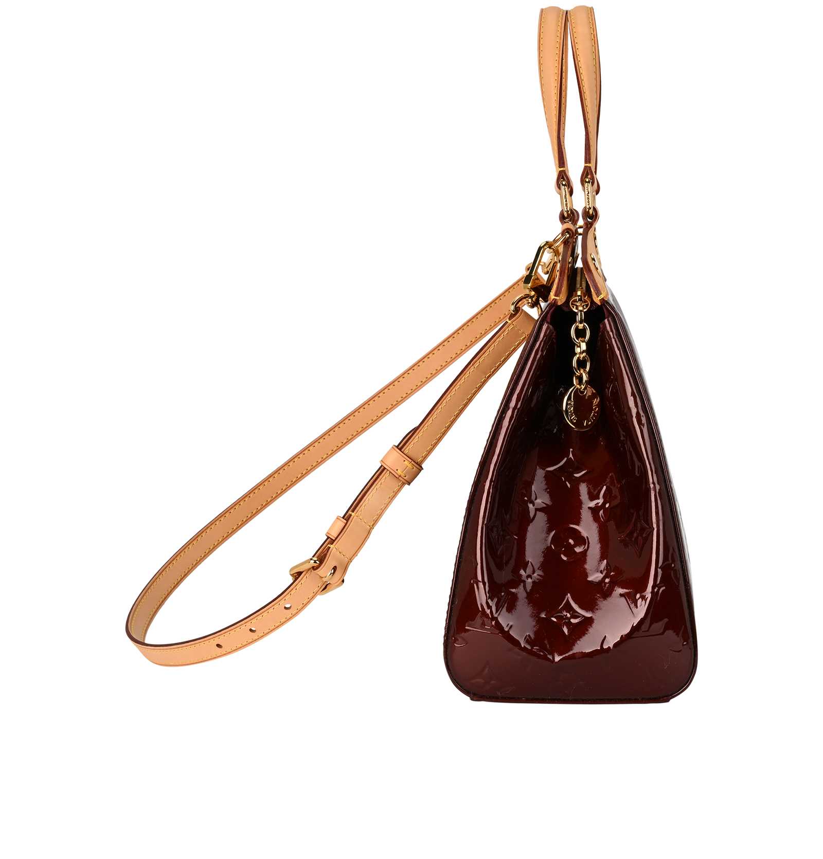 Brea MM, &pound;750, Handbags, Burgundy, Patent Leather, Side view